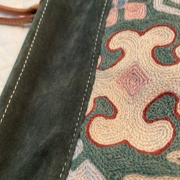 Claudia suede green tapestry purse - Picture 2 of 6